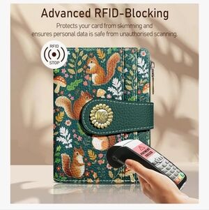Floral Squirrel RFID-Blocking Wallet